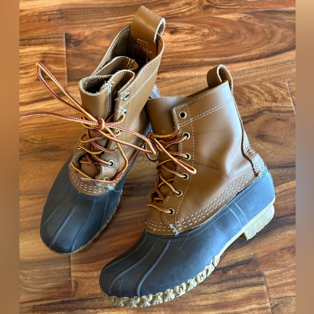 LL Bean Classic Brown Bean Boots Snow Shoes Women’s 8 Men’s 6 Lace Up Shoes - Picture 5 of 11